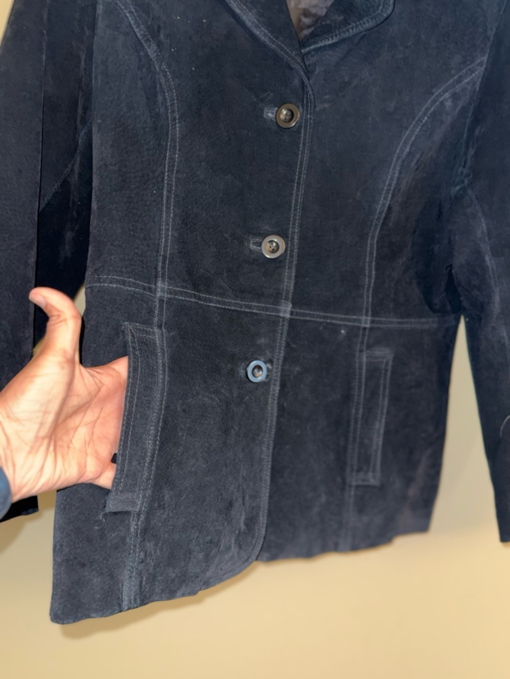 Leather Black Jacket Women Size PM Pockets Elegant Chic Classic Dark Feminine - Picture 5 of 12
